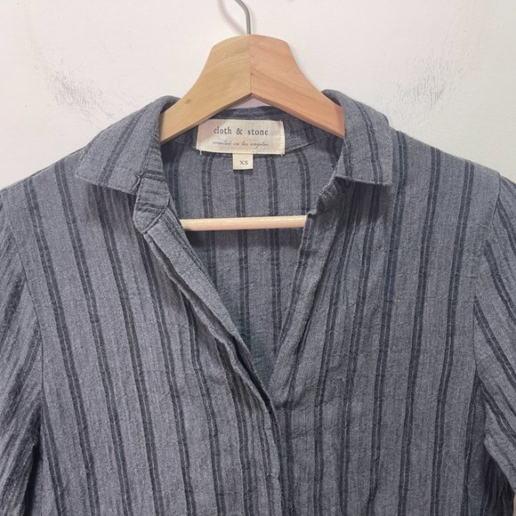 Anthropologie Cloth & Stone Grey Striped Tunic sz XS - Picture 4 of 12